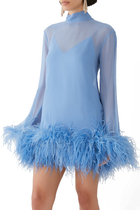 Gina Spirito Feather-Trim Mini Dress